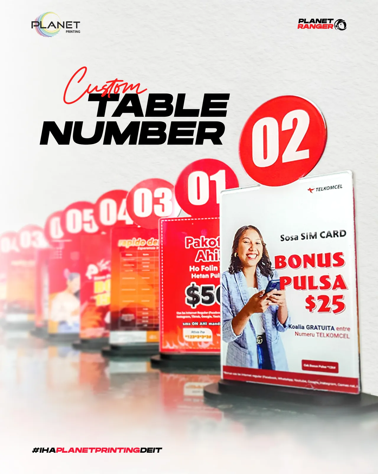 Acrylic Table Number — example 2 by Planet Printing, Timor-Leste