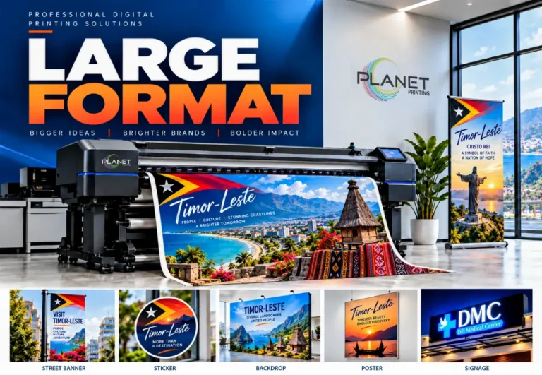 Large format banners and backdrop printed by Planet Printing