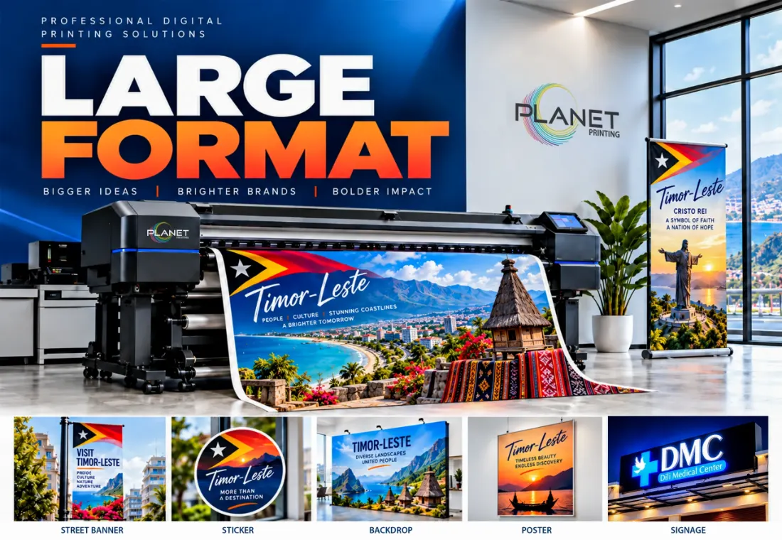 Large format banners, roll-up banner and backdrop printed by Planet Printing