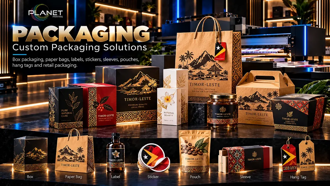 Custom boxes, paper bags, labels, pouches and hang tags — illustration