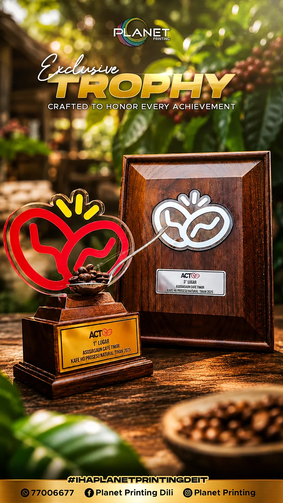 Premium Custom Trophy — example 2 by Planet Printing, Timor-Leste