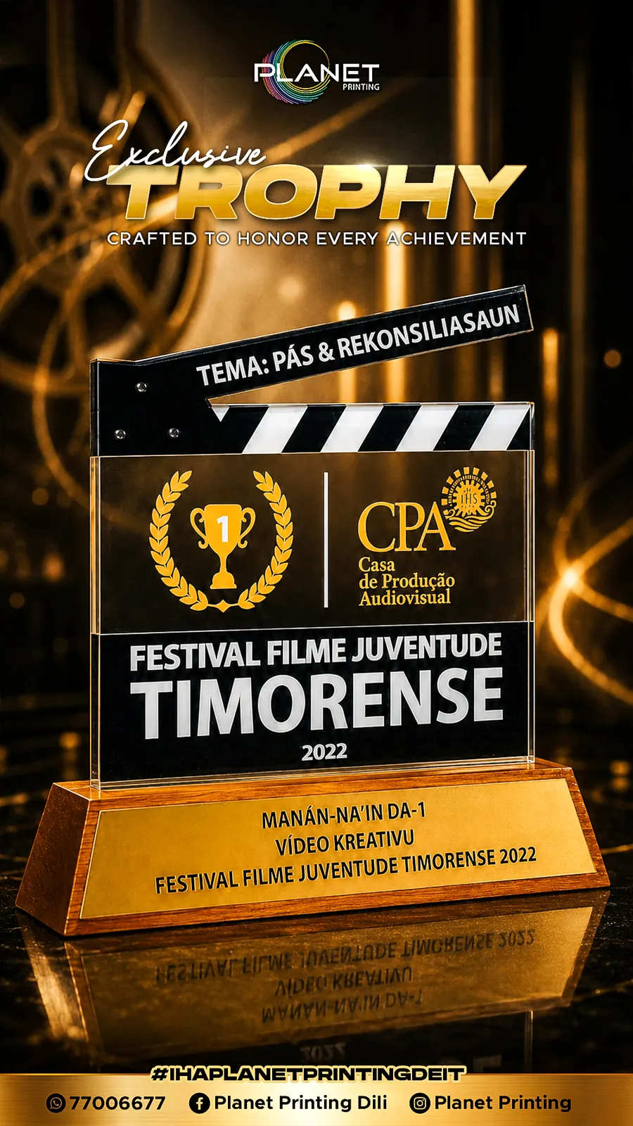 Premium Custom Trophy — example 4 by Planet Printing, Timor-Leste