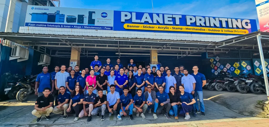 The Planet Printing team in front of our workshop in Audian, Dili