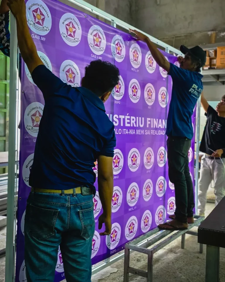 Backdrop installed on site — Planet Printing, Dili